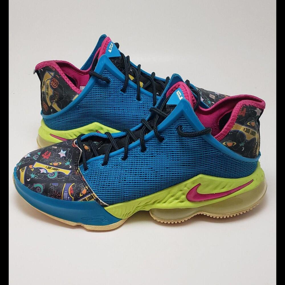 Men Nike Lebron 19 Low Lebronival Blue Citron Tint React Shoes DM1058-500 Size 8